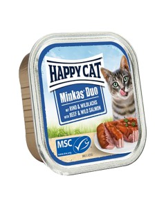 Happy Cat Duo Πατέ Βοδινό & Σολομός 100gr