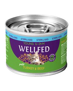 Wellfed Young Sterilised Γαλοπούλα & Μοσχάρι σε Πατέ 200gr