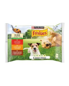 Friskies Dog Adult Βοδινό, Κοτόπουλο & Αρνί σε Ζελέ 4x85gr