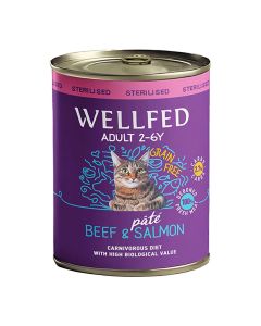 Wellfed Sterilised Βοδινό & Σολομός σε Πατέ 800gr