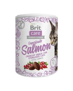 Brit Care Cat Sterilised Crunchy Snacks Superfruits & Salmon 100gr