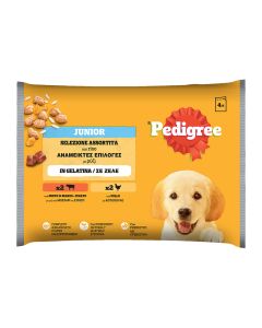 Pedigree Junior Μοσχάρι, Συκώτι & Κοτόπουλο σε Ζελέ 4x100gr