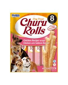 Inaba Churu Rolls Λιχουδιές Σκύλου με Κοτόπουλο & Σολομό 96gr