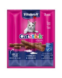 Vitakraft Cat Stick Mini με Μπακαλιάρο & Τόνο 18gr 3τμχ