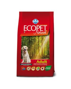 Ecopet Natural Adult Medium Κοτόπουλο 12kg + 2kg Δώρο