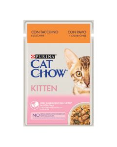 Cat Chow Kitten με Γαλοπούλα & Κολοκυθάκια σε Ζελέ 85gr