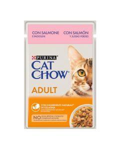 Cat Chow Adult με Σολομό & Πράσινα Φασολάκια σε Ζελέ 85gr
