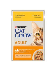 Cat Chow Adult με Κοτόπουλο & Κολοκυθάκια σε Ζελέ 85gr