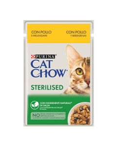 Cat Chow Sterilised με Κοτόπουλο & Μελιτζάνες σε Σάλτσα 85gr