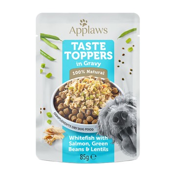 Applaws Taste Toppers Dog Λευκό Ψάρι με Σολομό & Λαχανικά σε Σάλτσα Φακελάκι 85gr