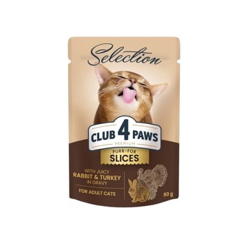 Club 4 Paws Selection Adult Slices Rabbit & Turkey Gravy 80gr