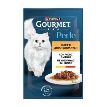 Gourmet Perle Duo Φιλετάκια Κοτόπουλο & Βοδινό σε Σάλτσα 85gr