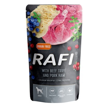 Rafi Dog Πατέ με Ζαμπόν, Εντόσθια Βοδινού, Μύρτιλο & Κράνμπερι 500gr