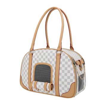Pet Τσάντα Μεταφοράς Μπεζ Καρό 42x19x29cm