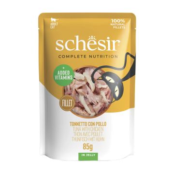 Schesir Cat Pouch Τόνος & Κοτόπουλο σε Ζελέ 85gr