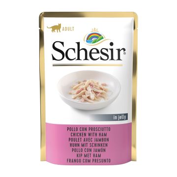 Schesir Cat Pouch Κοτόπουλο & Ζαμπόν σε Ζελέ 85gr