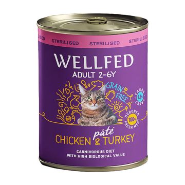 Wellfed Sterilised Κοτόπουλο & Γαλοπούλα σε Πατέ 800gr