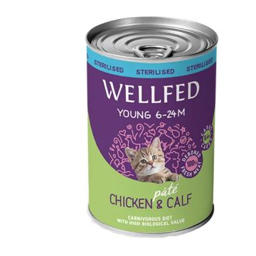 Wellfed Young Sterilised Κοτόπουλο & Μοσχάρι σε Πατέ 400gr