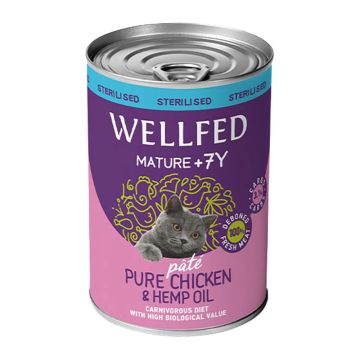 Wellfed Mature +7 Κοτόπουλο & Έλαιο Κάνναβης σε Πατέ 400gr