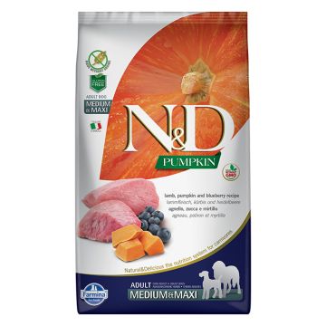 N&D Pumpkin Dog Adult Medium-Maxi με Αρνί, Κολοκύθα & Μύρτιλο 12kg
