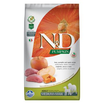 N&D Pumpkin Dog Adult Medium-Maxi με Αγριόχοιρο, Κολοκύθα & Μήλο 2.5kg