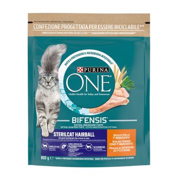 Purina One Sterilised Hairball με Κοτόπουλο & Δημητριακά Ολικής Άλεσης 800gr